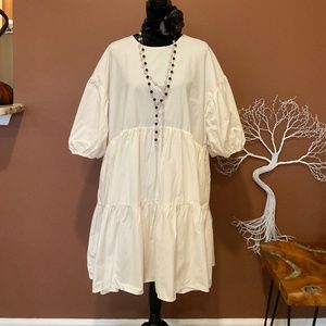 Simple, white cotton babydoll dress from A New Day